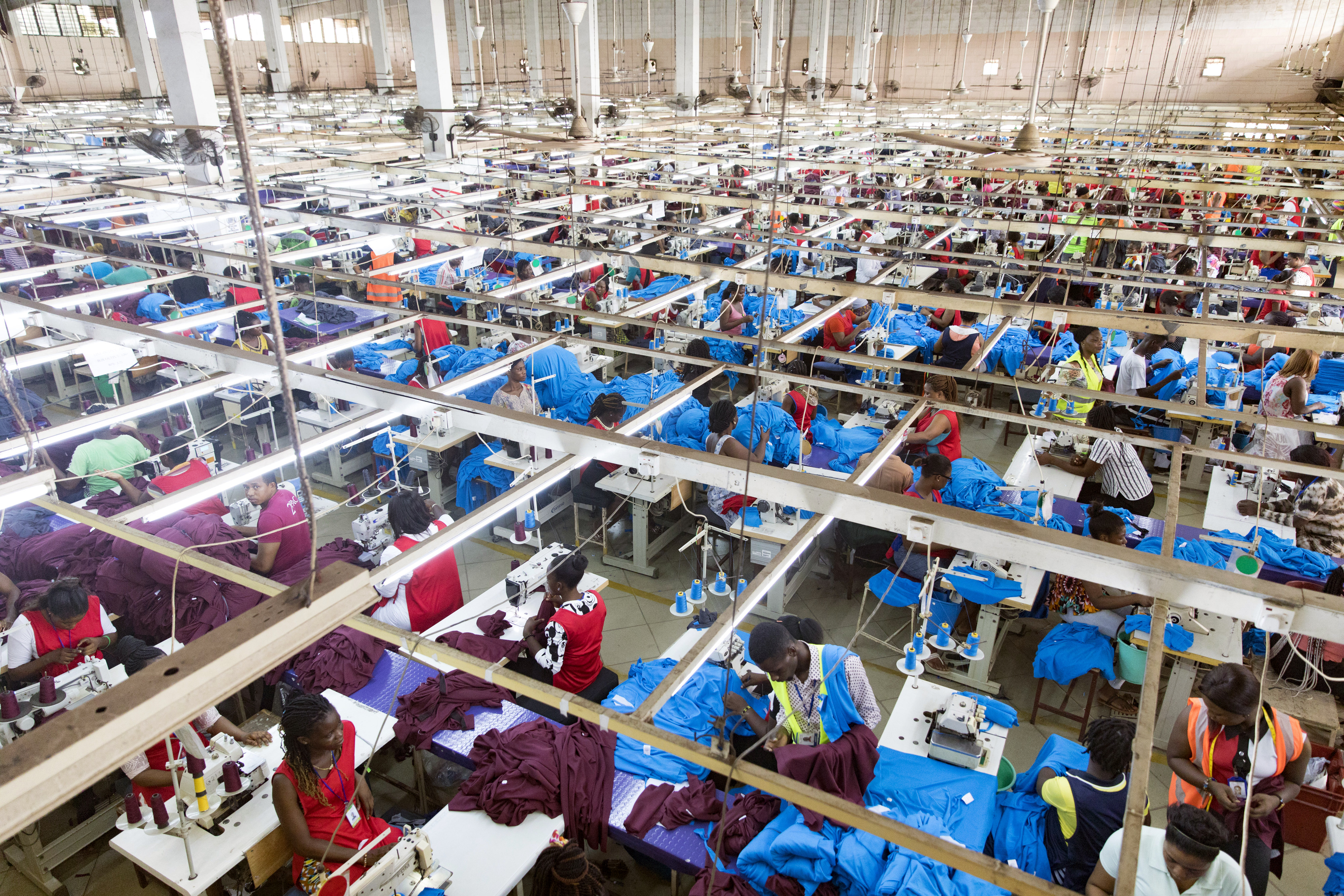 The Dignity DTRT Apparel textile factory, which creates jobs with fair working conditions and decent pay in the up-and-coming textile sector in Ghana (DTRT stands for "do the right thing")