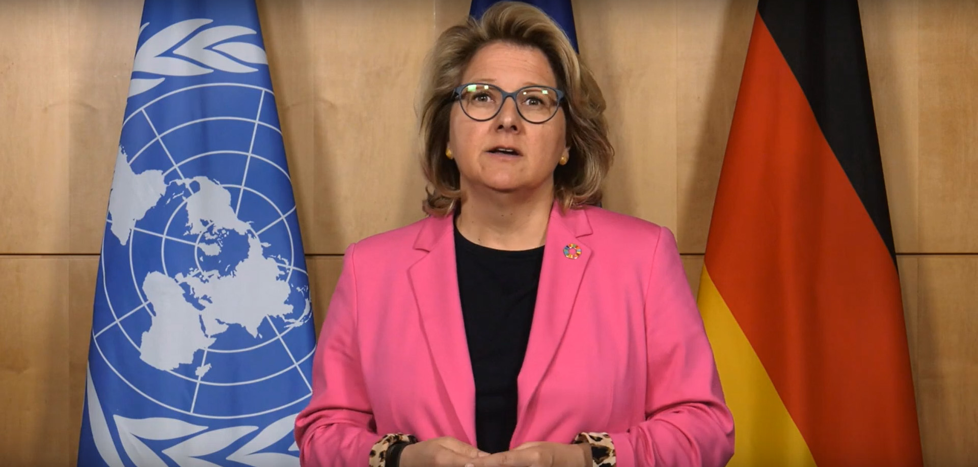 Still from the video statement of Minister Svenja Schulze on the Joint Declaration