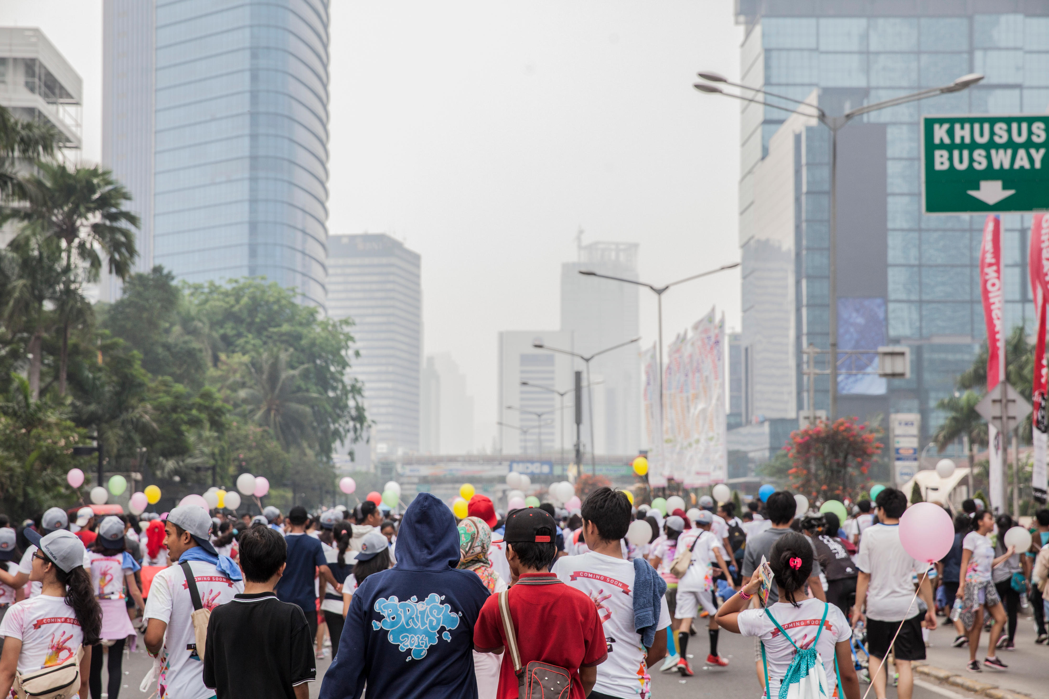 Crowd in the city centre of Jakarta, Indonesia