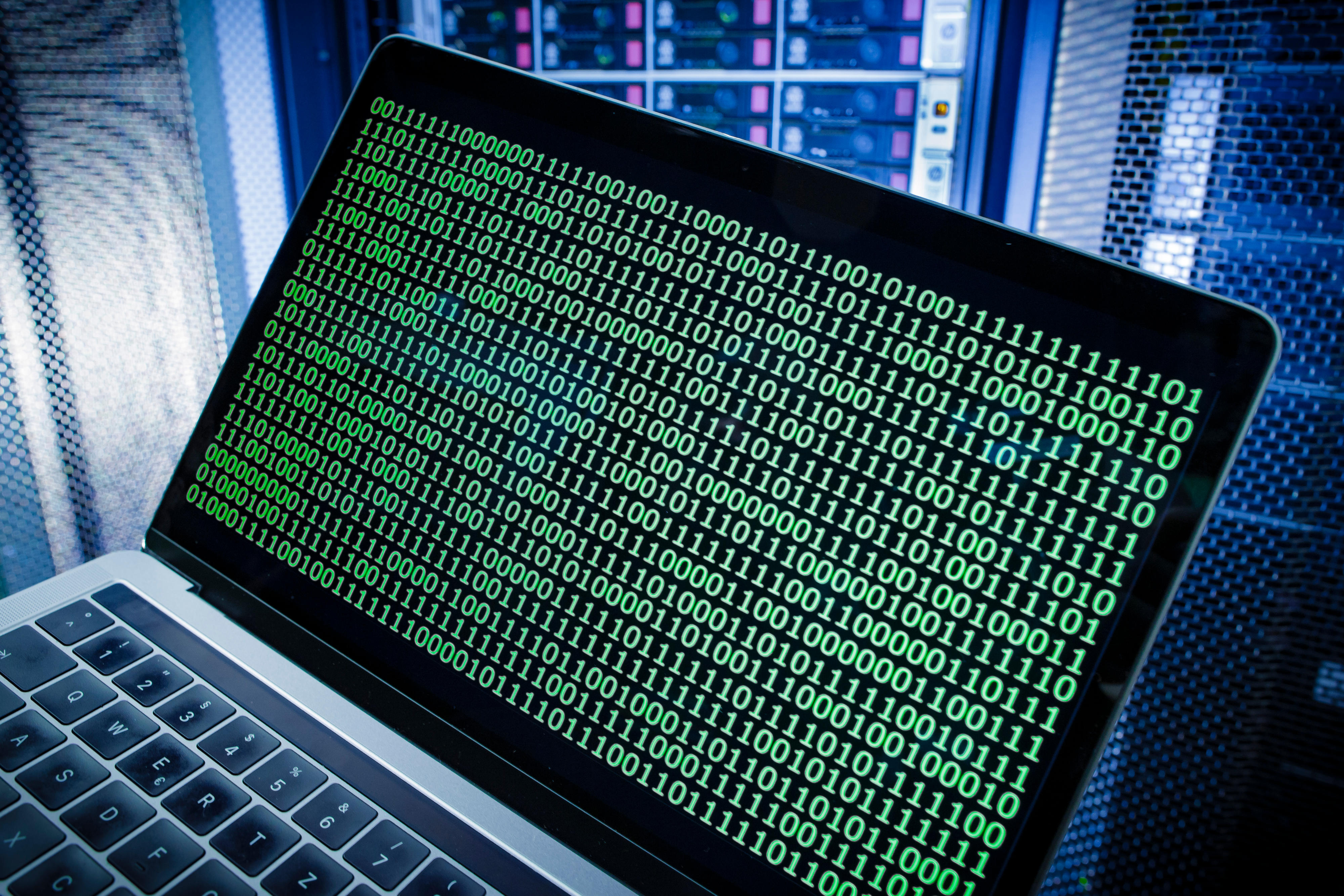 Binary code on a computer screen