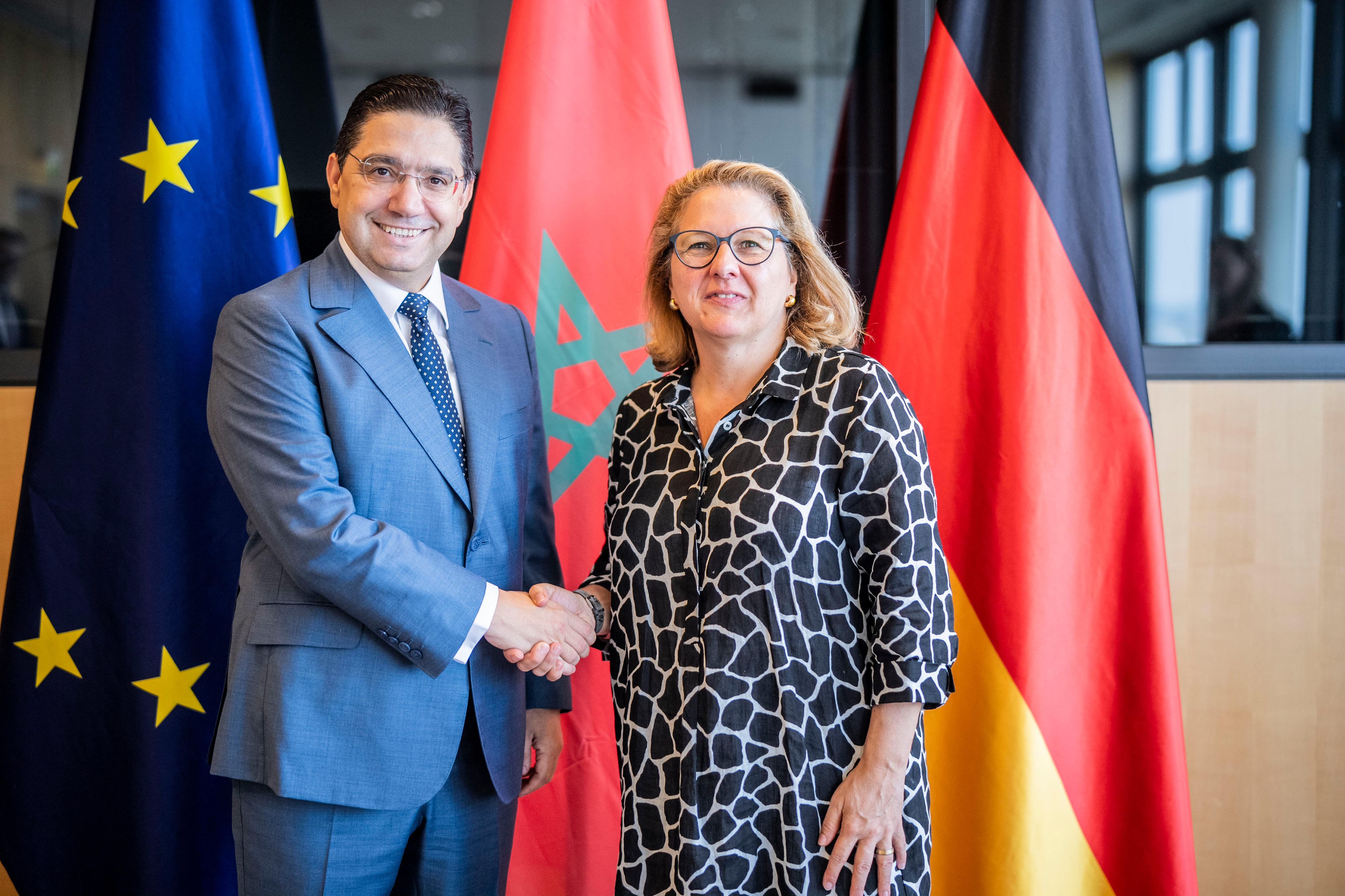 Bundesentwicklungsministerin Svenja Schulze mit dem marokkanischen Außenminister Nasser Bourita