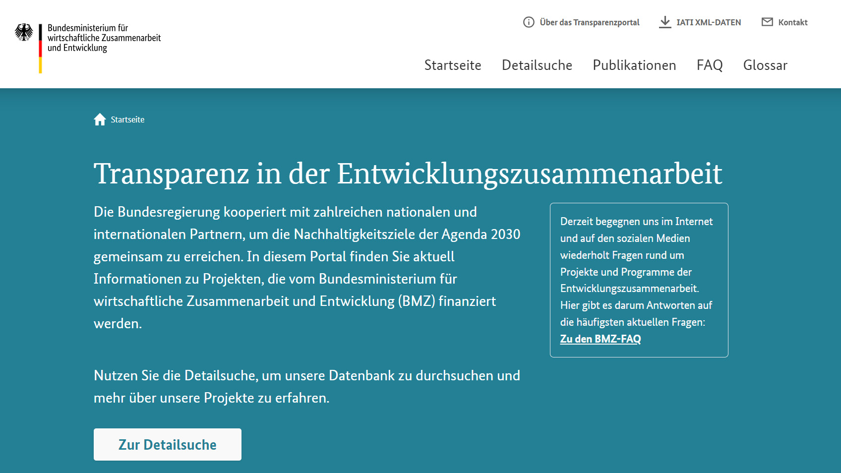 Vorschau des BMZ-Transparenzportals