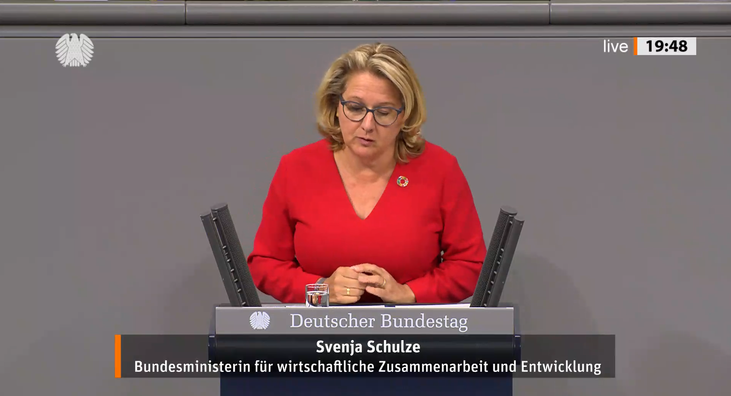 Standbild aus dem Video der Bundestagsrede von Bundesministerin Svenja Schulze am 12. September 2024 in Berlin