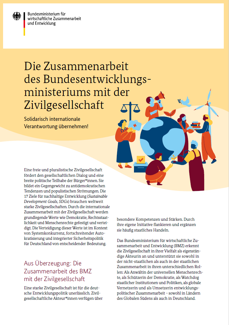 Cover: Die Zusammenarbeit des Bundesentwicklungsministeriums mit der Zivilgesellschaft (Kurzfassung)