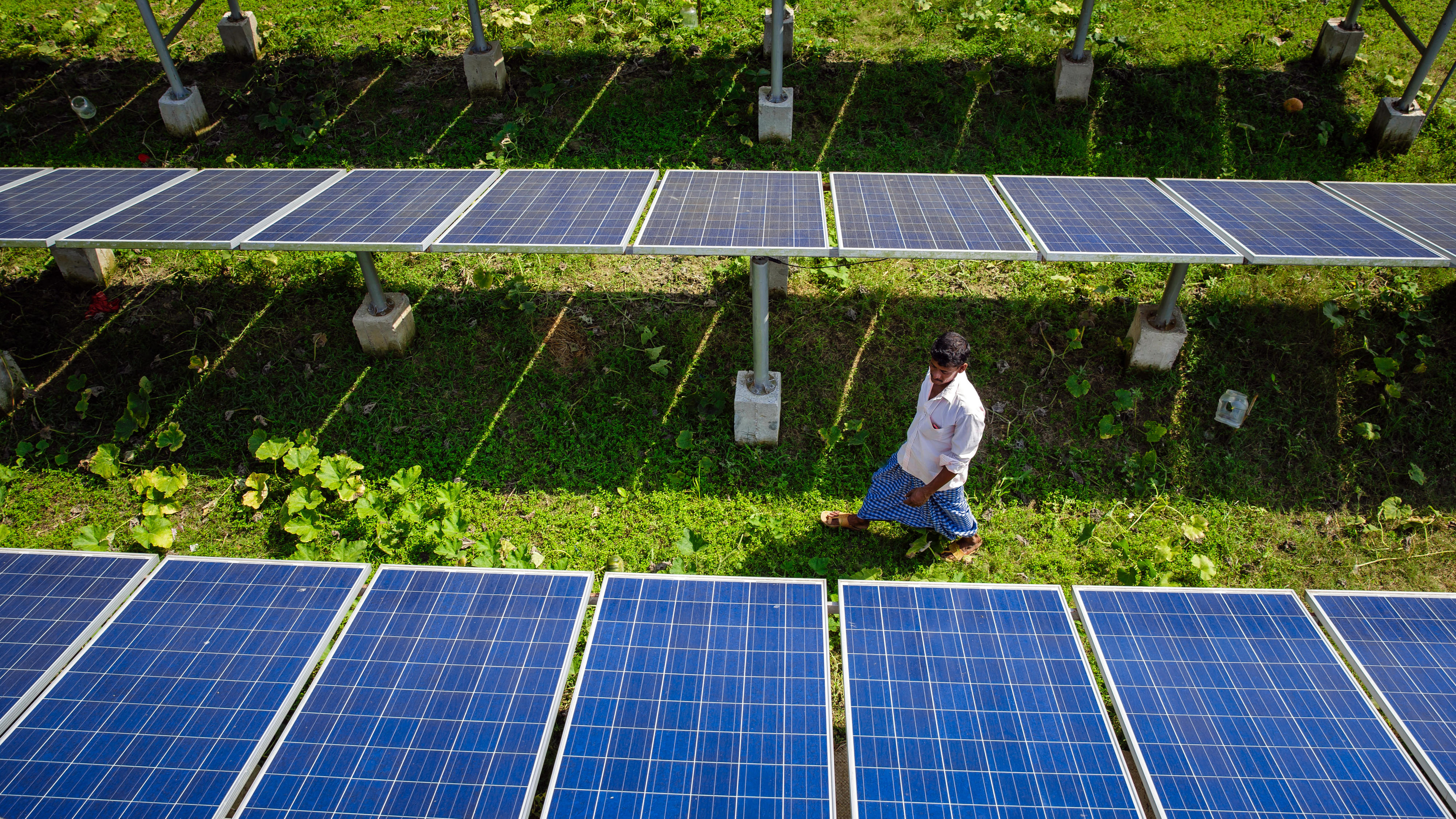 Solar system to power a solar-powered pump for irrigating fields in Bangladesh