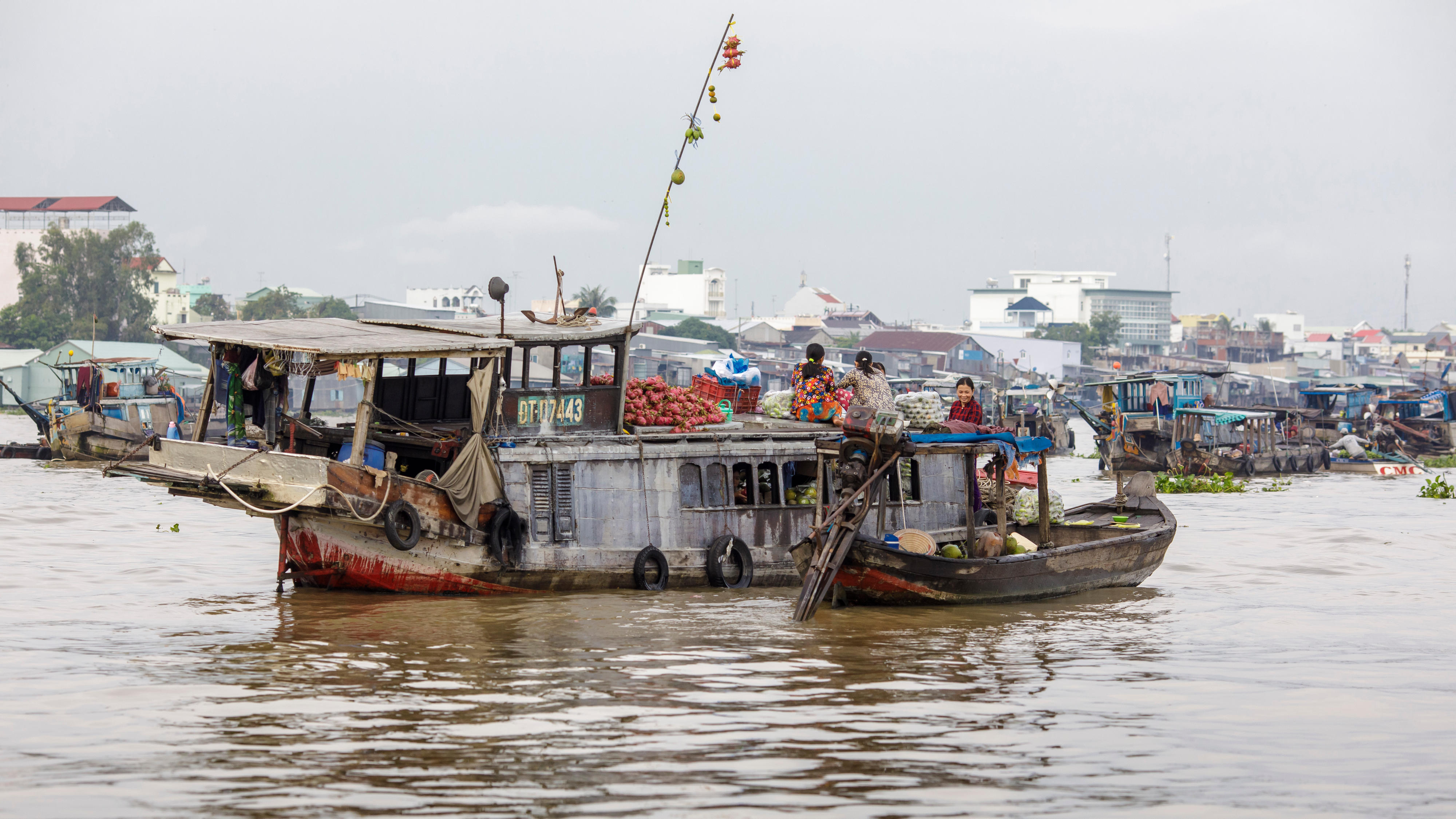 Floating market on the Mekong in Vietnam