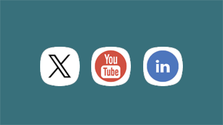 Logos: X-Kanal, YouTube-Kanal und LinkedIn