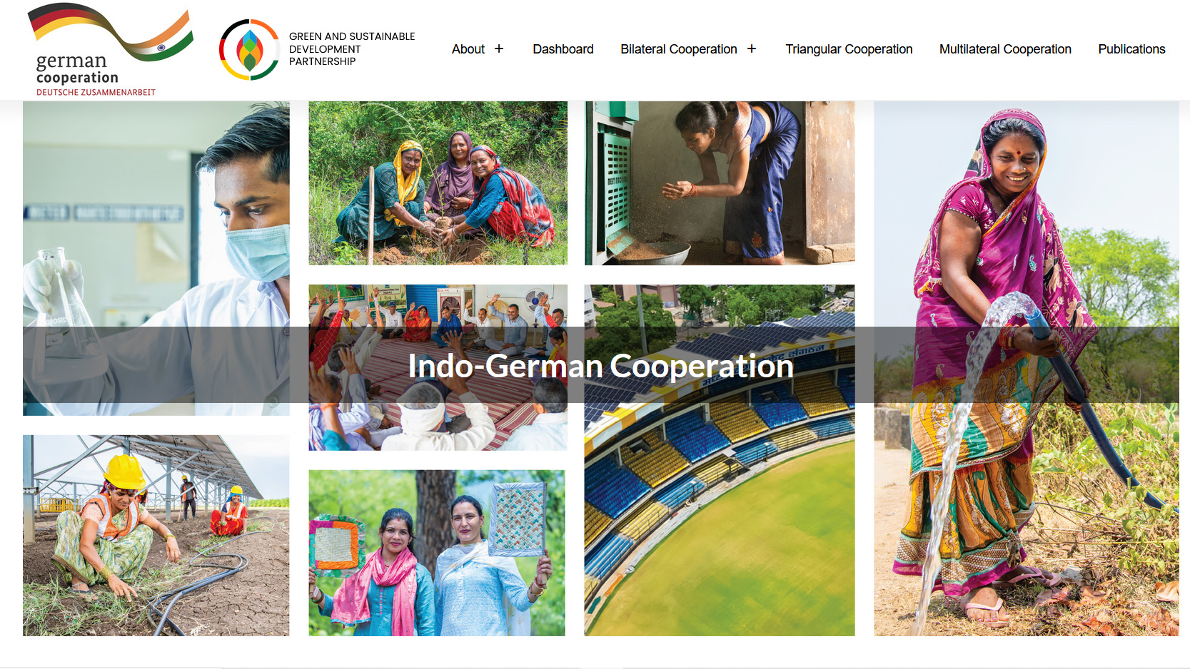 Screenshot der Website zur deutsch-indischen Zusammenarbeit