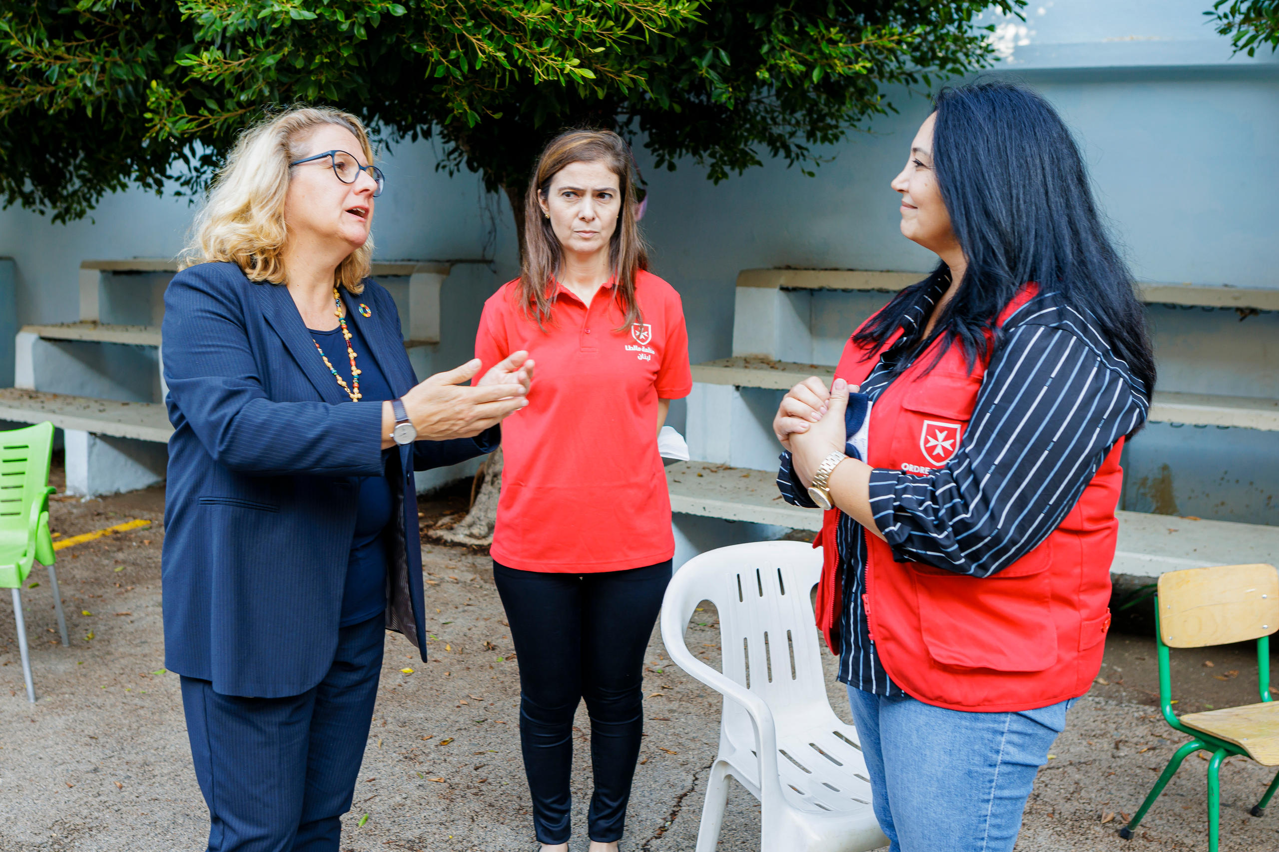 Order of Malta staff in Lebanon providing food and health services to internally displaced people in an emergency shelter in Beirut