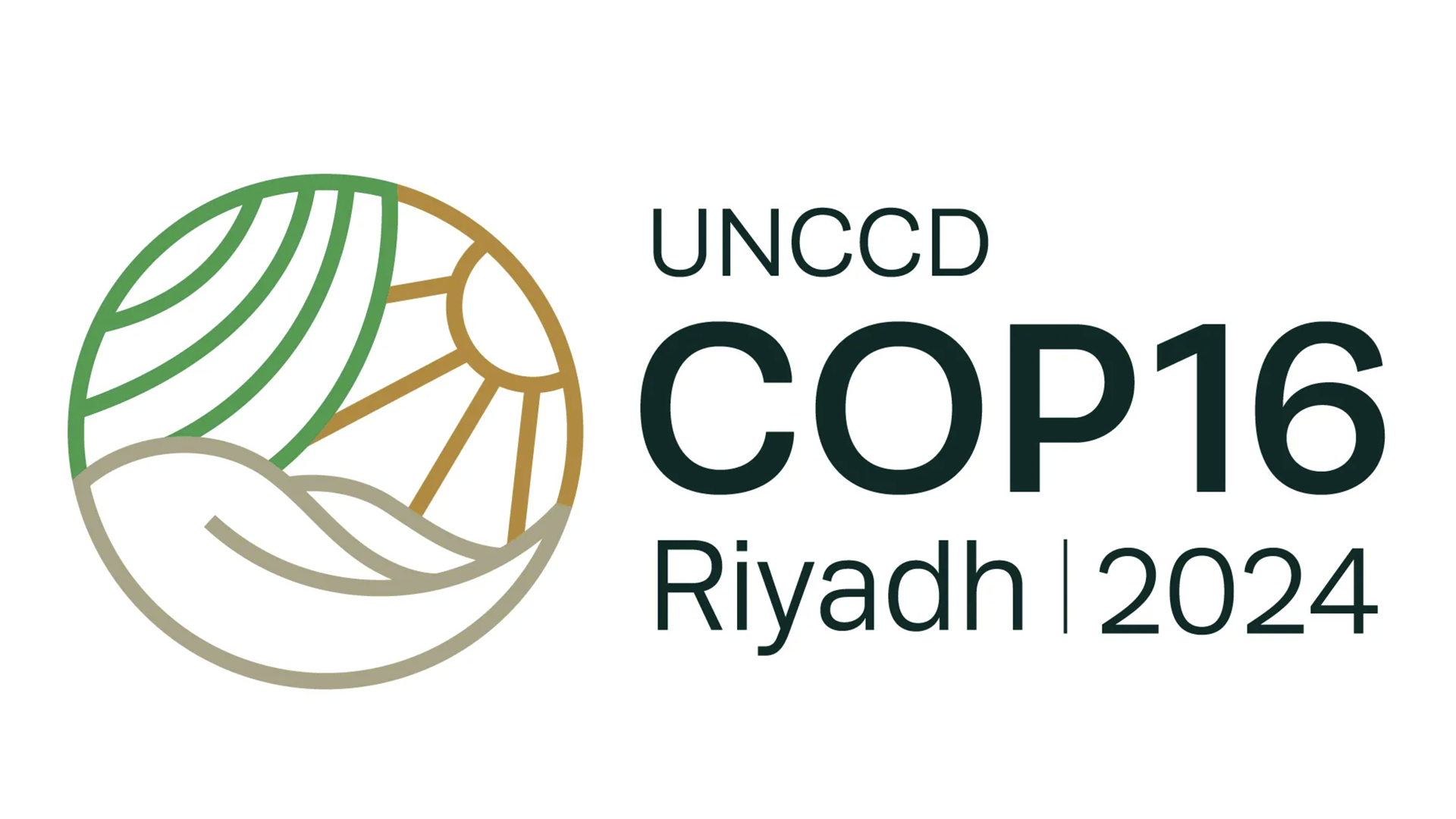 Logo der 16. Vertragsstaatenkonferenz des Übereinkommens der Vereinten Nationen gegen Wüstenbildung und Dürre (UNCCD) 2024 in Riad, Saudi-Arabien