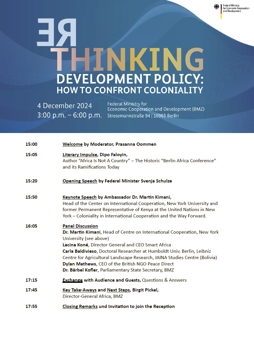 Cover: Programme: Rethinking development policy: How to confront coloniality (english)