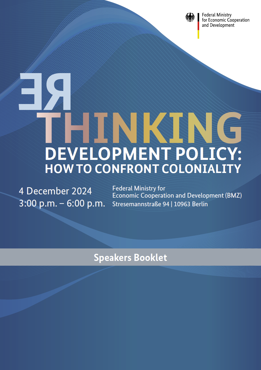 Titelblatt: Speaker Booklet: Rethinking development policy: How to confront coloniality