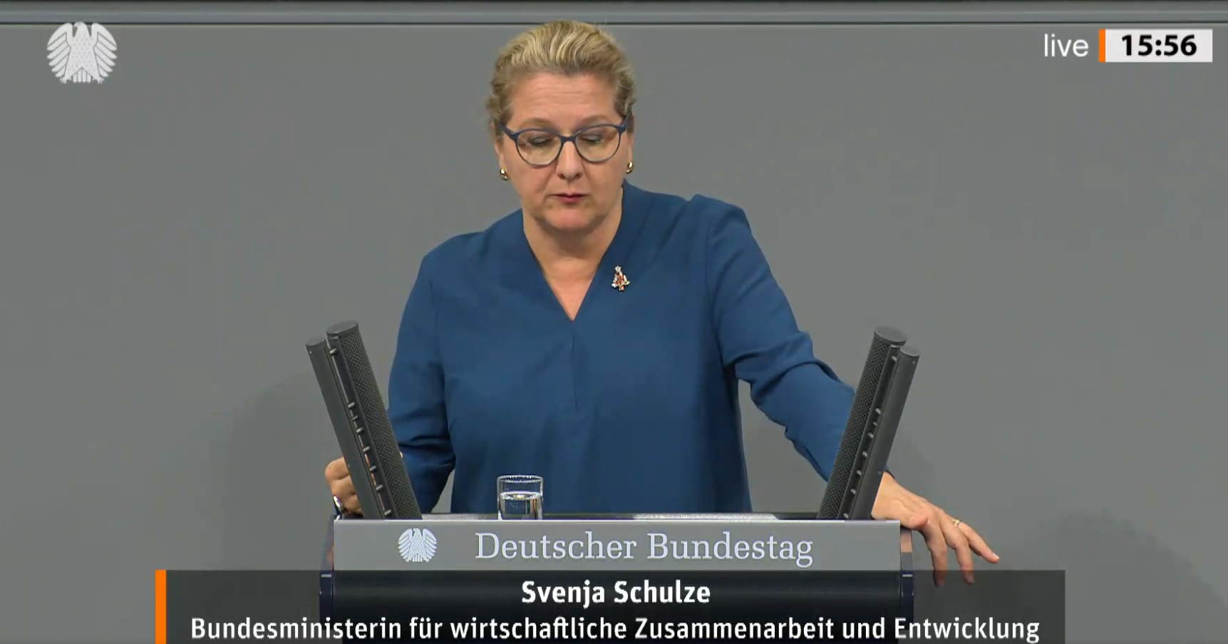 Standbild aus dem Video der Bundestagsrede von Bundesministerin Svenja Schulze am 18. Dezember 2024 in Berlin