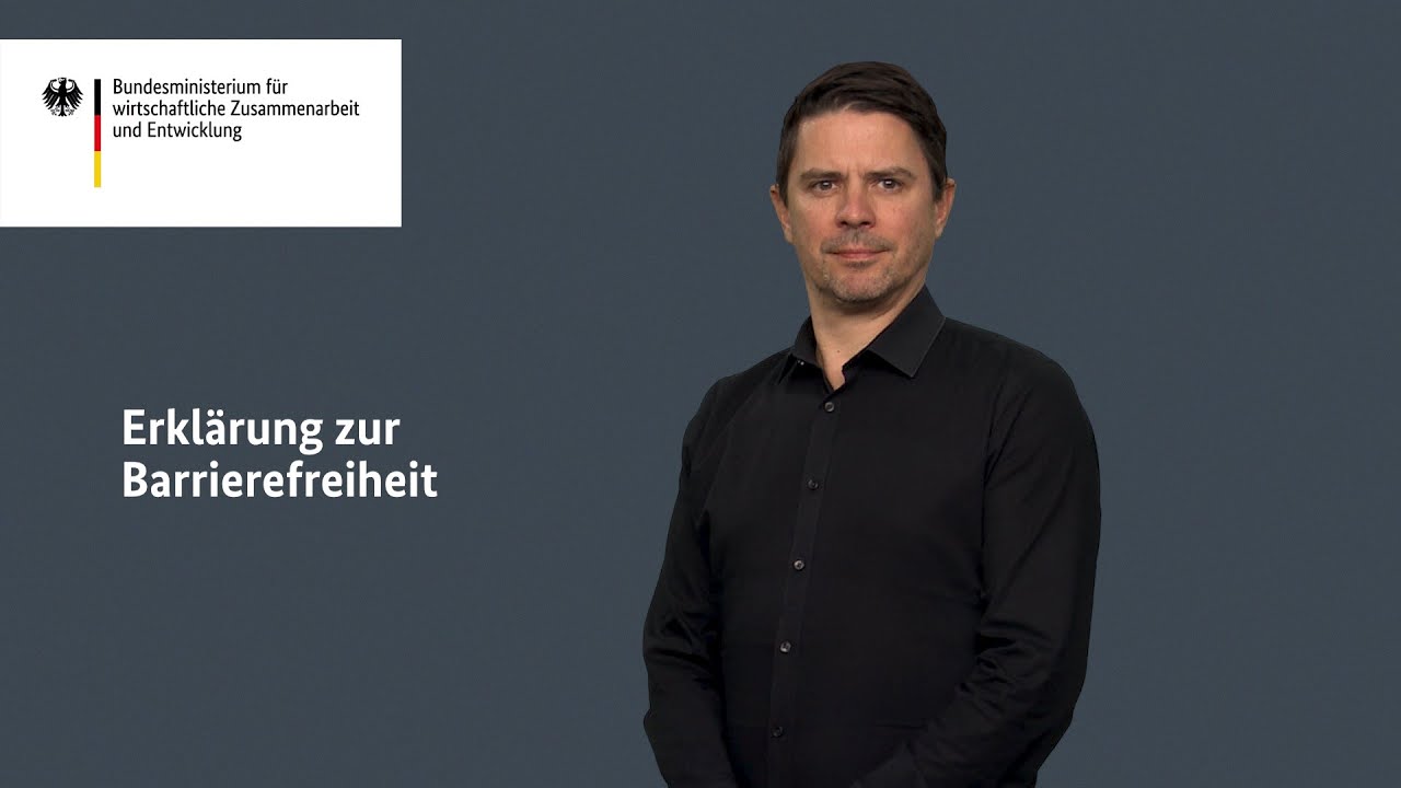 Standbild aus dem BMZ-Gebärdensprachevideo "Erklärung zur Barrierefreiheit"