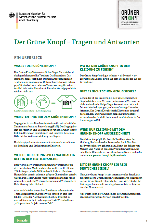 Titelblatt: Der Grüne Knopf – Fragen und Antworten